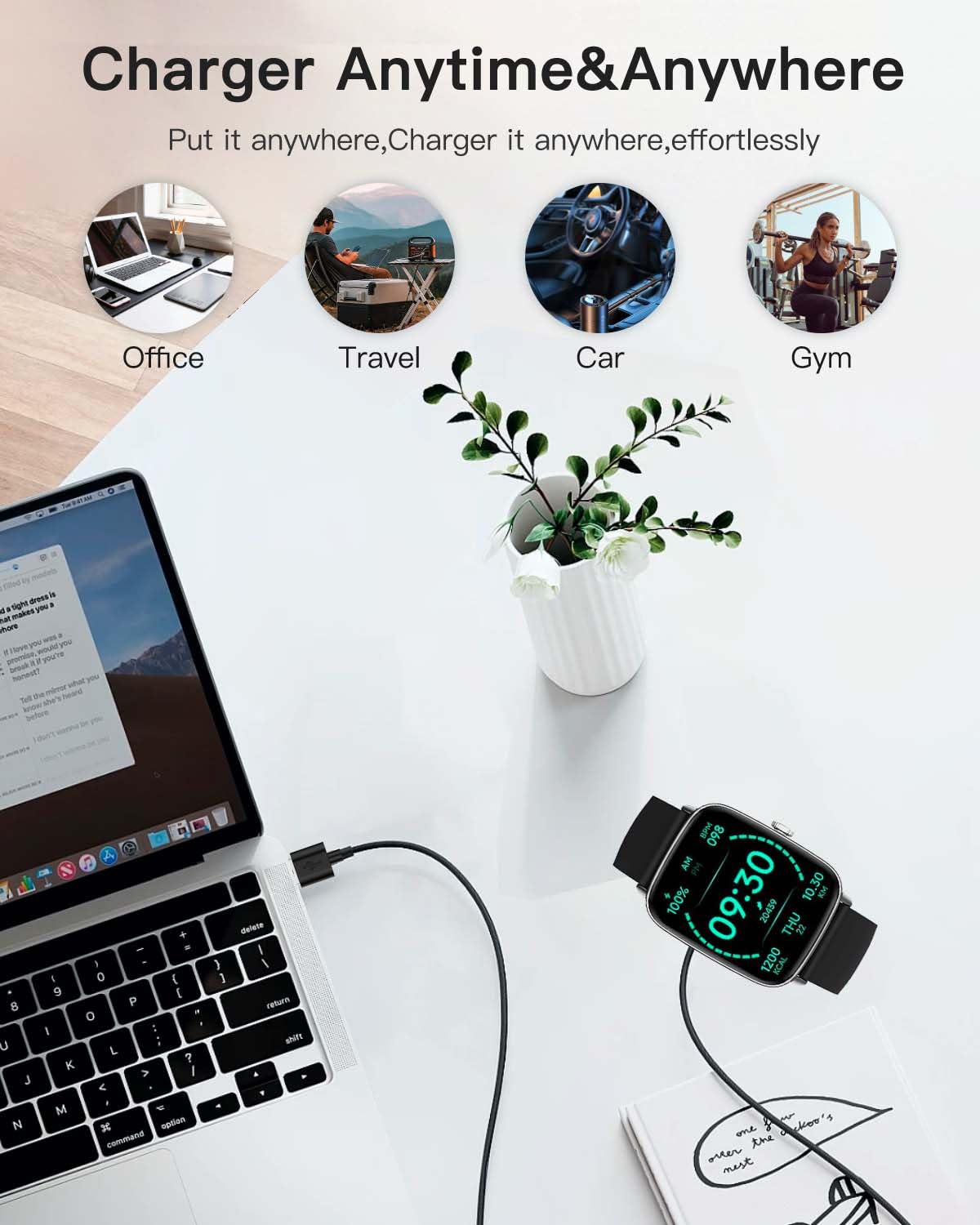 Amazon.com: YAJOJO Smartwatch Charger Cable for Tensky IDW28 Smart